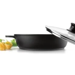 Faitout Fonte Avec Couvercle En Verre 36 Cm Noir -Ustensiles De Cuisine Boutique 11624 1 2 Faitout fonte avec couvercle en verre 36 cm noir Lacor