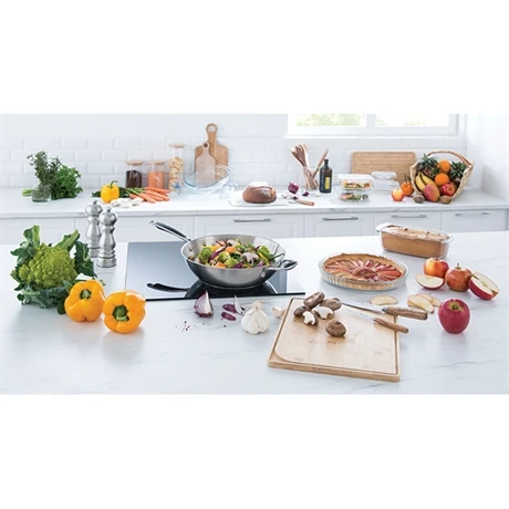 Lot Wok Tout Inox Et Couvercle Verre 30 Cm Excell'Inox 4 Lot Wok Tout Inox Et Couvercle Verre 30 Cm Excell'Inox – Image 2