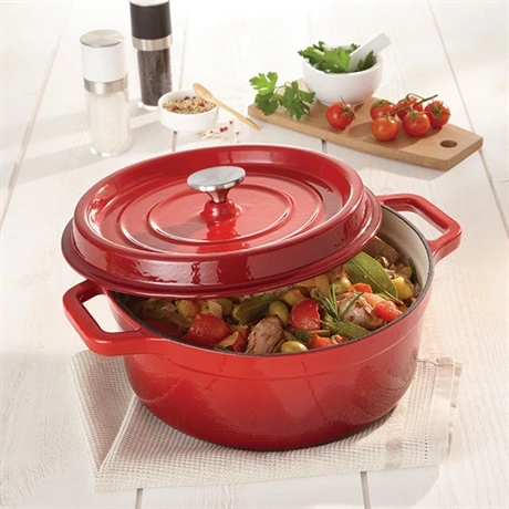 Cocotte En Fonte Ronde 24 Cm 3,7 L Rouge 5 Cocotte En Fonte Ronde 24 Cm 3,7 L Rouge – Image 3