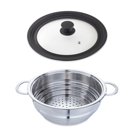 Lot Panier Vapeur Multidiamètre 20, 22, 24 Cm Et Couvercle En Verre Multidiamètre 3 Lot Panier Vapeur Multidiamètre 20, 22, 24 Cm Et Couvercle En Verre Multidiamètre