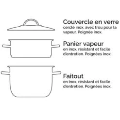 Cuiseur Vapeur Inox 26 Cm 1 Panier -Ustensiles De Cuisine Boutique 274017 2 4 Cuiseur vapeur inox 26 cm 1 panier Mathon