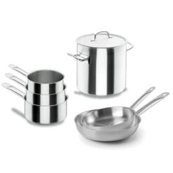 Batterie De Cuisine Tout Inox : 3 Casseroles, 2 Poêles Et 1 Marmite Chef Classic