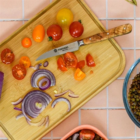 Couteau Office Bois D'olivier Lame Inox 8 Cm 4 Couteau Office Bois D'olivier Lame Inox 8 Cm – Image 2