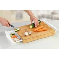 Planche à Découper En Bambou à 2 Tiroirs