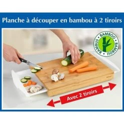 Planche à Découper En Bambou à 2 Tiroirs -Ustensiles De Cuisine Boutique 48132 2 3 Planche a decouper en bambou a 2 tiroirs Wenko by Maximex