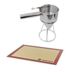 Lot Entonnoir à Piston Pro En Inox Et Tapis De Cuisson