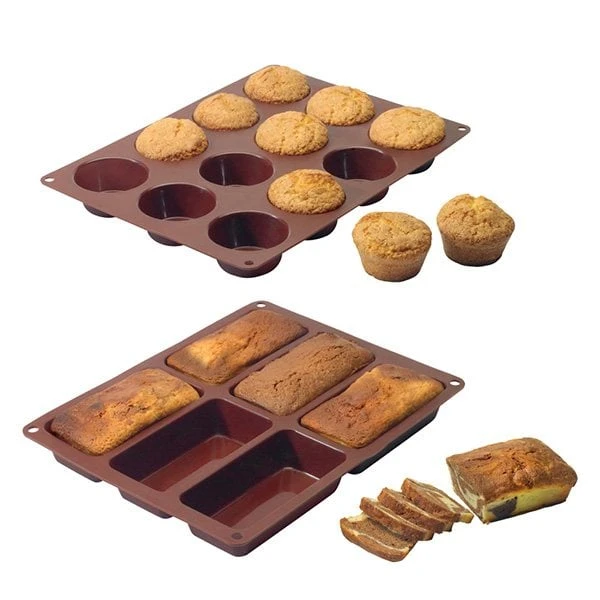 Lot De 2 Flexi'moules : 1 Plaque 12 Muffins + 1 Plaque 6 Cakes 3 Lot De 2 Flexi'moules : 1 Plaque 12 Muffins + 1 Plaque 6 Cakes