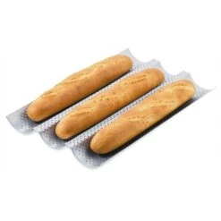 Patisse Plaque 3 Baguettes Perforée Avec Revêtement Anti-adhésif