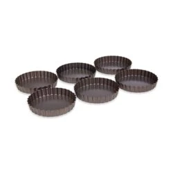 Set De 6 Moules à Tartelette Avec Fond Amovible Acier Revêtement Antiadhérent 12 Cm -Ustensiles De Cuisine Boutique 544008 2 4 Set de 6 moules a tartelette avec fond amovible acier revetement antiadherent 12 cm Mathon