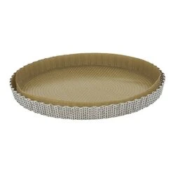 De Buyer Moule à Tarte Amovible 28 Cm Inox Perforé Et Feuille De Cuisson Antiadhésive
