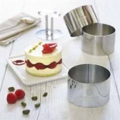 Nouvelles versions -Ustensiles De Cuisine Boutique 57986 1 4 Lot 3 cercles de presentation en inox avec poussoir 3 supports Mathon