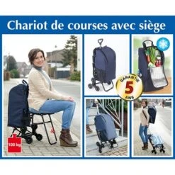 Chariot De Courses Avec Siège Bleu 9 Chariot De Courses Avec Siège Bleu -Ustensiles De Cuisine Boutique 604011 2 4 Chariot de courses avec siege bleu Wenko by Maximex
