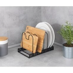 Rangement Extensible Pour Couvercles Et Poêles En Inox -Ustensiles De Cuisine Boutique 606022 3 1 Rangement extensible pour couvercles et Poeles en inox Wenko by Maximex
