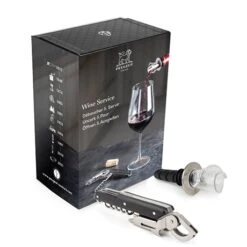 Peugeot Coffret Wine Service - Tire-bouchon Clavelin Noir + Bec Verseur Arum