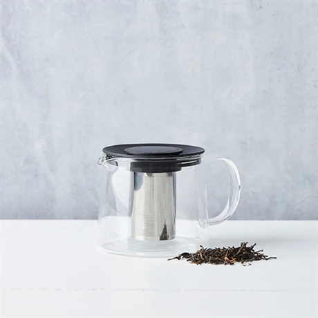 Théière En Verre Avec Filtre Inox 1 L Noir 4 Théière En Verre Avec Filtre Inox 1 L Noir – Image 2