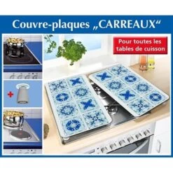 Set 2 Couvre-plaques Carreaux Bleus 9 Set 2 Couvre-plaques Carreaux Bleus -Ustensiles De Cuisine Boutique 623001 3 3 Set 2 couvre plaques carreaux bleus Wenko by Maximex