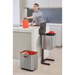 Joseph Joseph Poubelle Totem Acier Inoxydable 60 L - 2 Compartiments 30 L -Ustensiles De Cuisine Boutique 678001 3 2 Poubelle Totem acier inoxydable 60 L 2 compartiments 30 L Joseph Joseph
