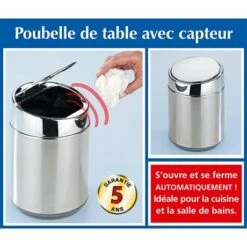 Poubelle Cosmétique à Capteur Senso Chrome En Inox -Ustensiles De Cuisine Boutique 67852 3 1 Poubelle cosmetique a capteur Senso Chrome en inox Wenko by Maximex