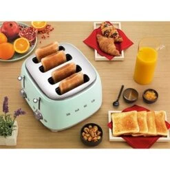 Smeg Toaster 4 Fentes 2000 W TSF03PGEU Vert D’eau -Ustensiles De Cuisine Boutique 700061 2 1 Toaster 4 fentes 2000 W TSF03PGEU vert d eau Smeg