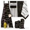 Set Manique, Gant, Torchon Et Tablier Noir Sel & Poivre -Ustensiles De Cuisine Boutique 829008 0 1 Set manique gant torchon et tablier noir sel poivre Winkler