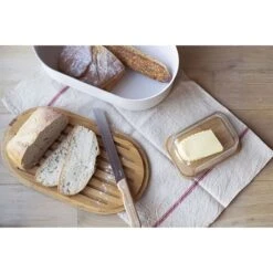 Beurrier Verre Bambou Avec Couteau -Ustensiles De Cuisine Boutique 844002 2 1 Beurrier verre bambou avec couteau Pebbly